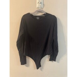 PUMEY 3XL Black‎ Long Sleeve Snap Crotch Bodysuit Women